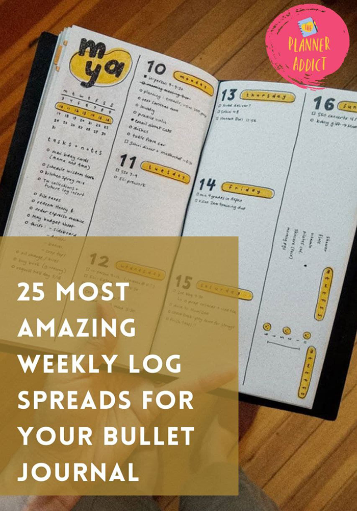 Feeling like you are out of ideas and finding some inspiration? Find  25 most amazing and easy weekly log spreads for your Bullet Journal .