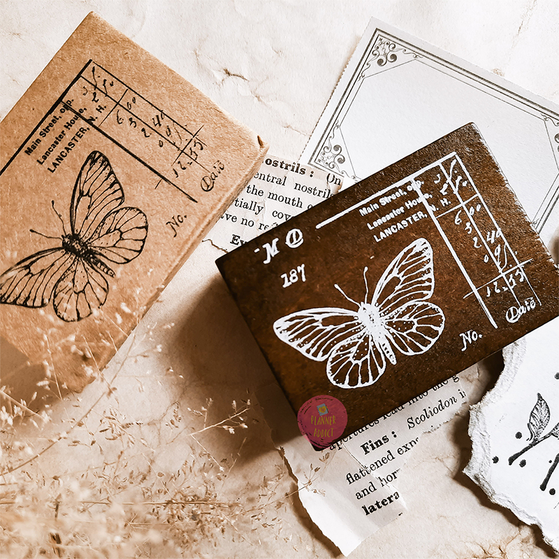 Butterfly Manuscript Wooden Stamp